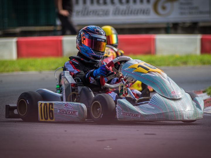 Tony Kart number 106 cornering in Kerpen